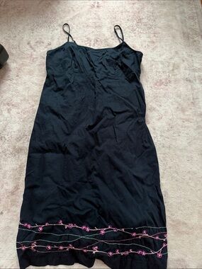 Black Cotton Slip Dress